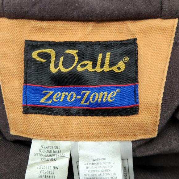 Walls Zero-Zone Jacket Mens 2XL Tall Tan Hooded Insulated Duck Canvas Work - Picture 14 of 16